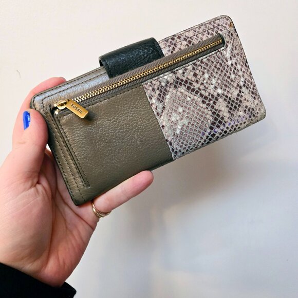 3 For 25🥳❤️ Fossil Madison Leather Wallet – Snakeskin – GUC – 15cm x 10cm** - Picture 3 of 5
